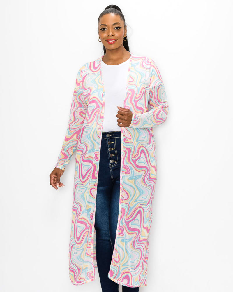 Long white mesh cardigan sales
